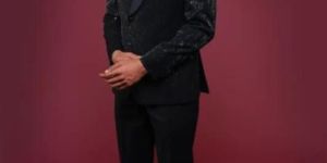 MIDNIGHT BLUE GLITER EMROIDERED TUXEDO SUIT