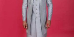 POWDER BLUE OPEN JACKET KURTA