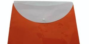 Orange and White PVC Button File Folder