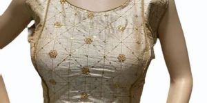 Ladies Beige Chiffon Embroidered Blouse