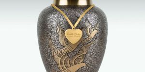 Large Winged Trio Brass Cremation Urn