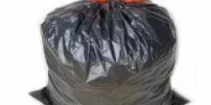 Black Plastic Drawstring Bag