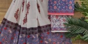 Unstitched Hand Block Printed Cotton Suit Set