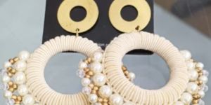 White Beaded Earrings