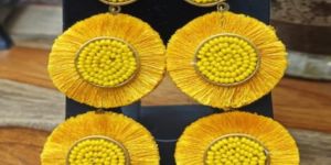 Yellow Beaded Earrings