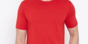 Mens Cotton Half Sleeves Plain Red T Shirt