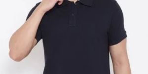 Mens Cotton Navy Blue Polo T Shirt