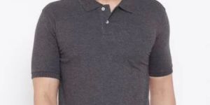 Mens Dark Grey Polo Neck T Shirt