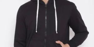 Mens Fleece Black Zipper Hoodies