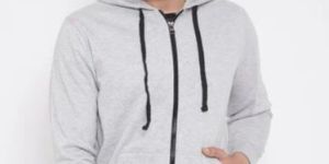 Mens Fleece Grey Plain Zipper Hoodies