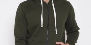 Mens Fleece Olive Green Zipper Hoodies