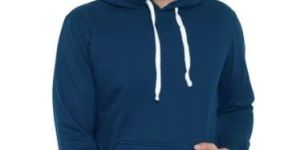 Mens Fleece Plain Blue Hoodies