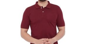 Mens Maroon Polo Neck T Shirt