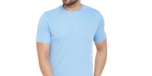 Mens Polyester Sky Blue T Shirt