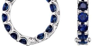 Blue Sapphire Hoop Earrings