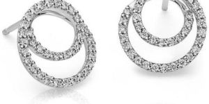 Double Loop Diamond Circle Earrings