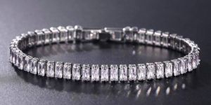 North South Prong Set Baguette Diamonds Tennis Bracelet