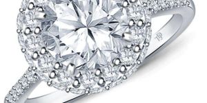 Pave Set Side And Halo Accents Engagement Ring with Center Diamond