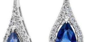 Pear Blue Sapphire And Diamond Halo Drop Earrings