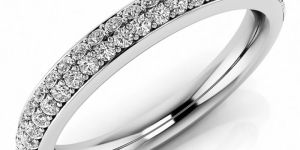 Two Row Pave Set Diamond Wedding Band