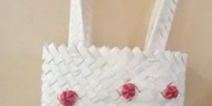 Palm Leaf White Handbag