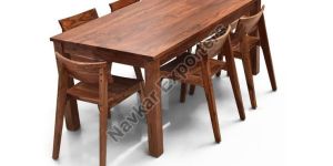 Wood 6 Seater Dining Table Set