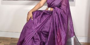 SILVER STRIP HANDLOOM SAREE