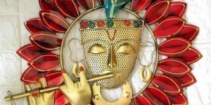 Metal Krishna Leaf LED Wall Decor Frame