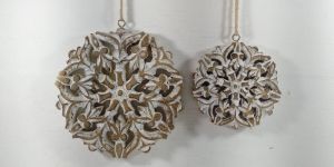 Carved Hanging Snowflake Ornaments