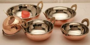 Copper Stainless Steel Serving Kadai