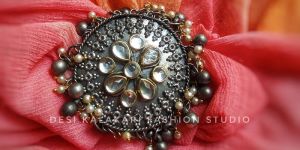 Oxidized Kundan Ring