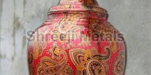 Printed Copper Urn with Glass