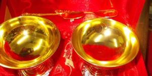 Gold Plated Ice Cream Bowl Set with Spoon