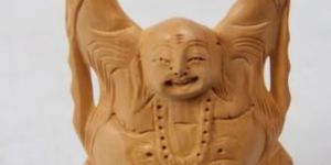 Wooden Laughing Buddha Statue