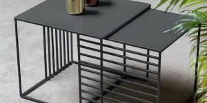 Grey Metal Nesting End Table Set