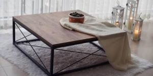 Teakwood Black Metal Center Table