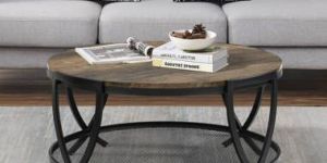 Vintage Metal Wood Coffee Table