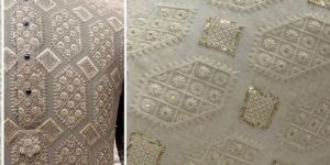 Embroidered White Sherwani Fabric