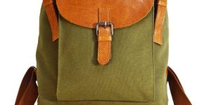 Canvas & Leather trendy backpack bag (1193-1)