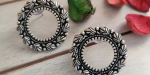 Silver Plated Round Stud Earrings