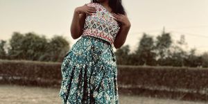 One Shoulder Embroidered Top with Salwar