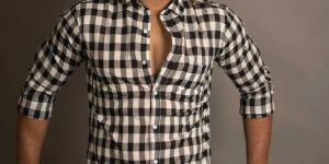 Relaxed Fit Black and White Check Shirt