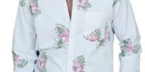 White Floral Full Sleeves Shirt