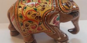Wooden Painted Elephant Statue