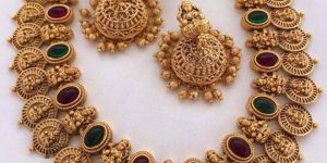 Temple Lakshmi Jewellery Neck Set with Multi Stones