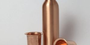 Plain Copper Bottle & Glass Set