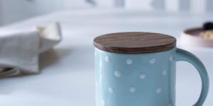 Lid Blue Ceramic Mug