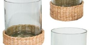 Glass Round Jar Set of Rope Fitting