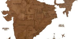 3D Wooden India Map Chestnut