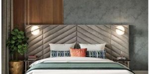 King Size Upholstered Paneling Bed